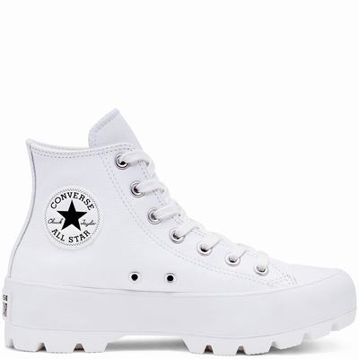 Converse Lugged Leather Chuck Taylor All Star - Miesten Platform Kengät - Valkoinen/Mustat